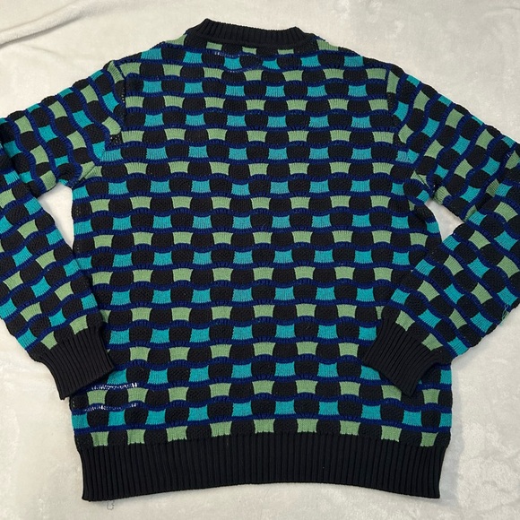 Missoni sweater wavy check knit blue green black nwot crew neck women’s medium - Picture 9 of 13